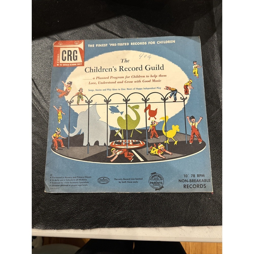 Children's Record Guild 10" 78 Vinyl Record Games Songs Stories Homeschool HTF